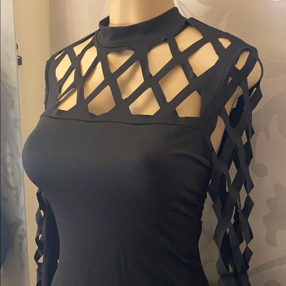 🖤Black Bodycon Hollow Mini Dress - Picture 5 of 7